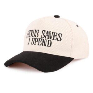 Jesus Saves I Spend Two Tone Corduroy Cap Black NEW